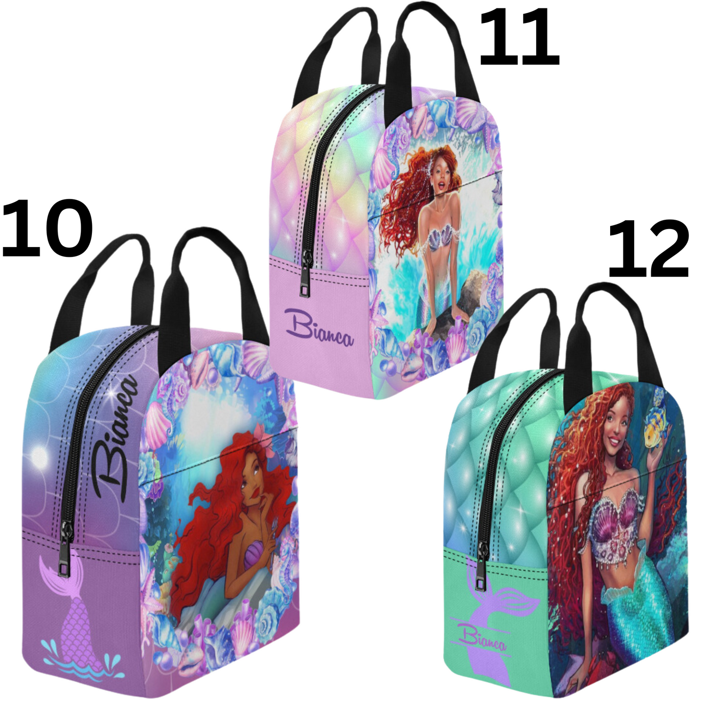 Personalized Mermaid Lunch Bags, Black Mermaid Lunch bag, Black girl mermaid