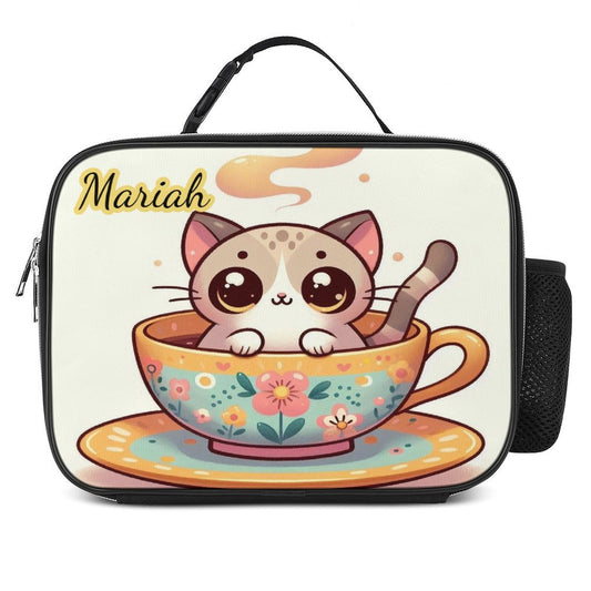 Kitten in a teacup Lunch Bag, Polyester, Personalized