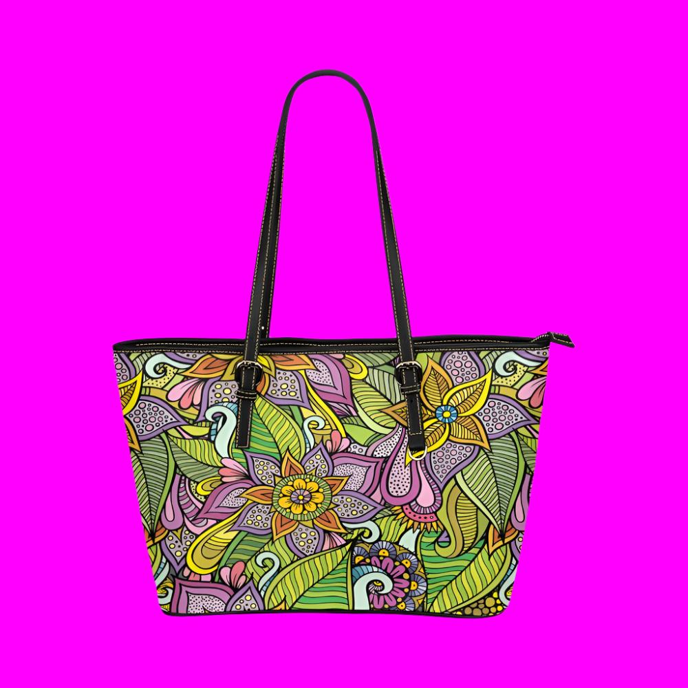 Women Floral Leather Tote Bags