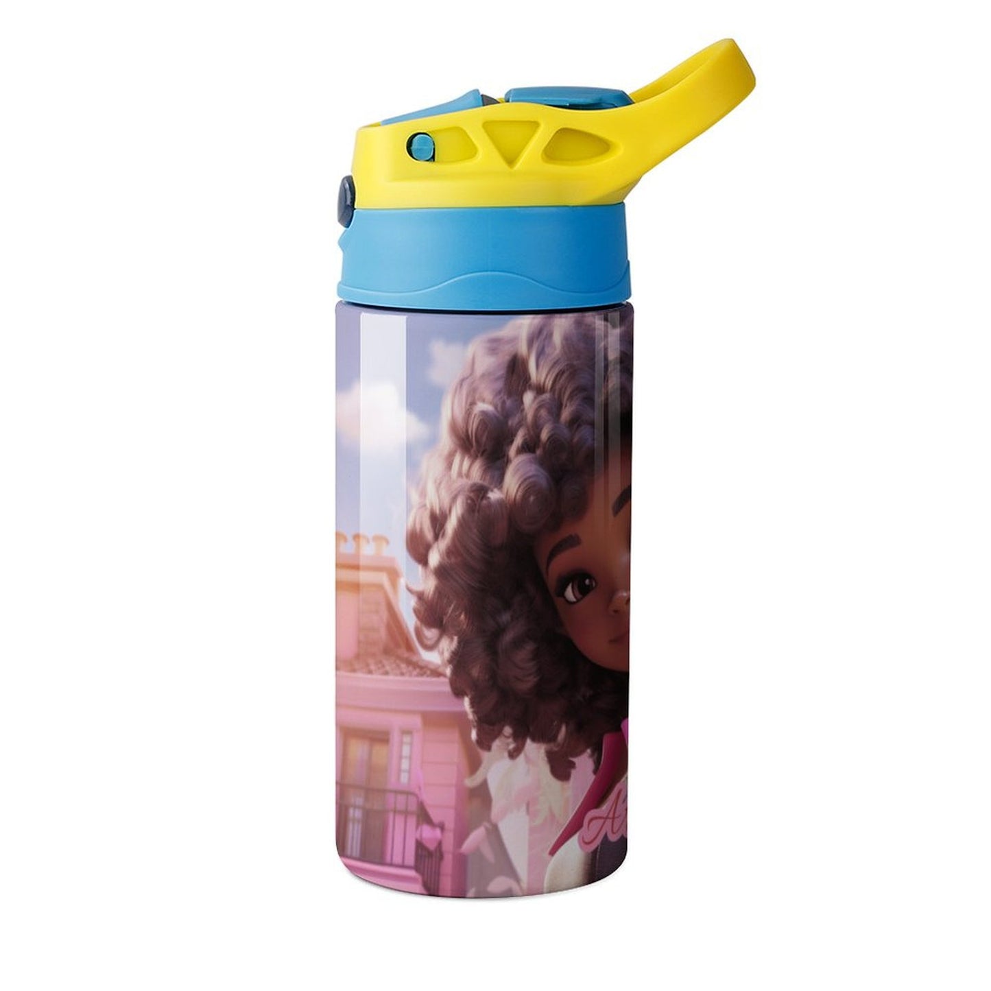 Children's water bottle, Black doll, Personalization