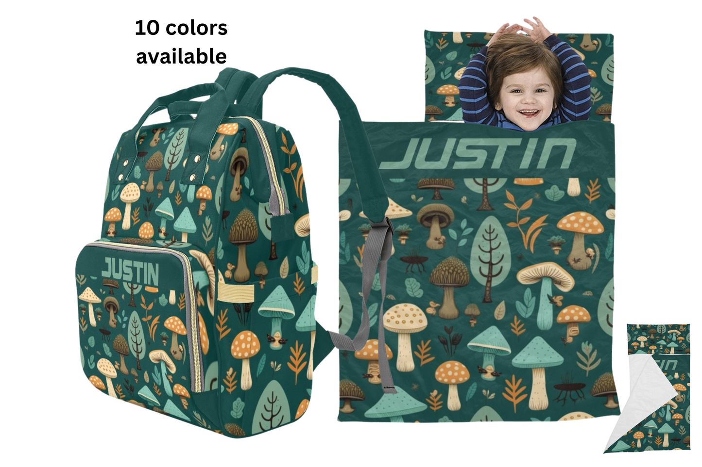 Personalized Wild plants Diaper Bag/Nap Mat, Forest Woodland Baby Backpack, Floral Multifunctional Diaper Backpack/wild plant patterns