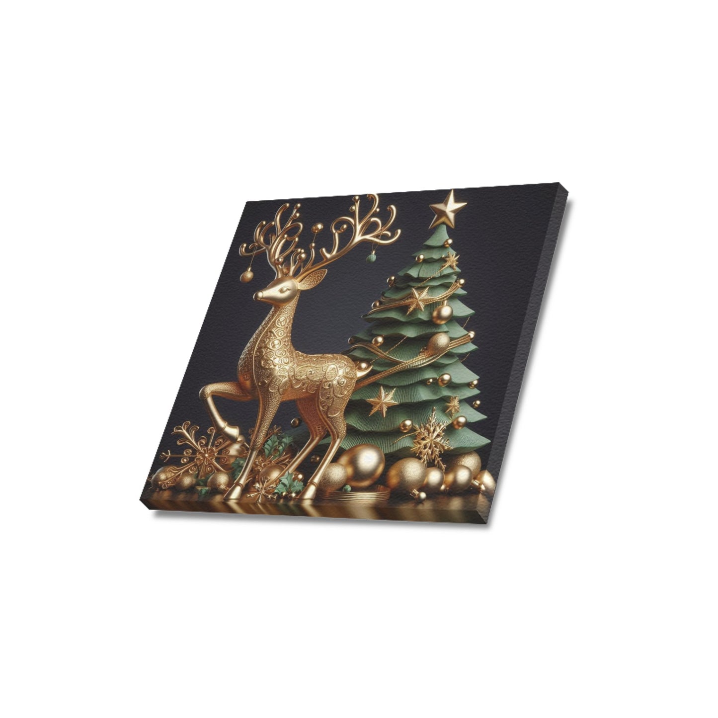 Christmas Reindeer Frame Canvas Print 16"x16", Personalized