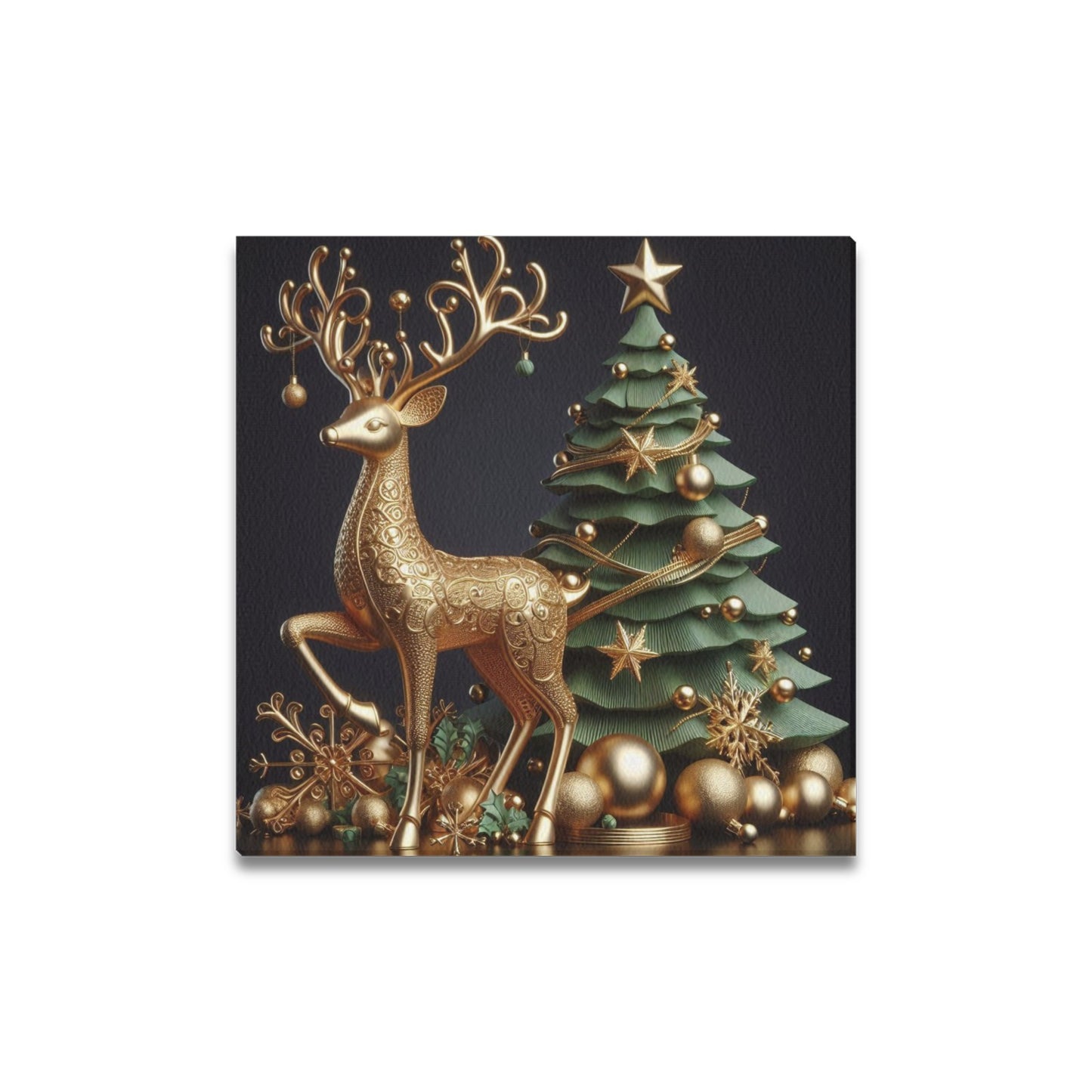 Christmas Reindeer Frame Canvas Print 16"x16", Personalized