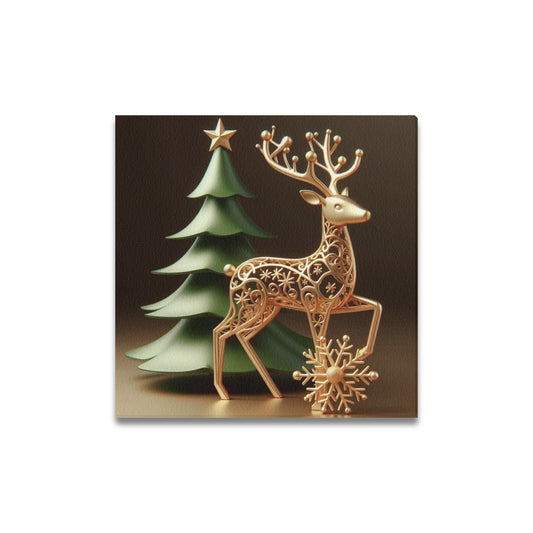 Reindeer Christmas Frame Canvas Print 16"x16", Personalized