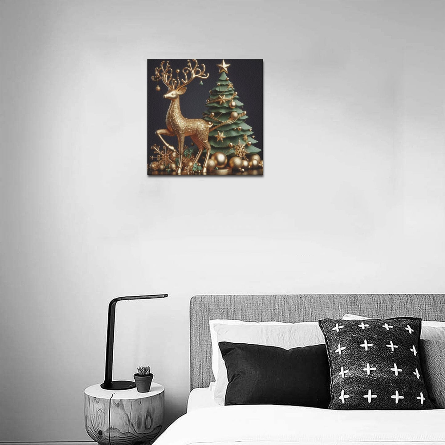 Christmas Reindeer Frame Canvas Print 16"x16", Personalized