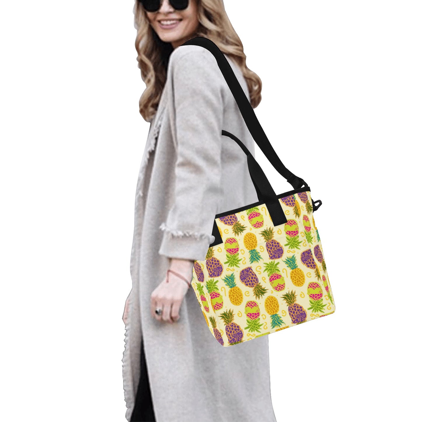 Colorful Pineapples Insulated Tote Bag with Shoulder Strap