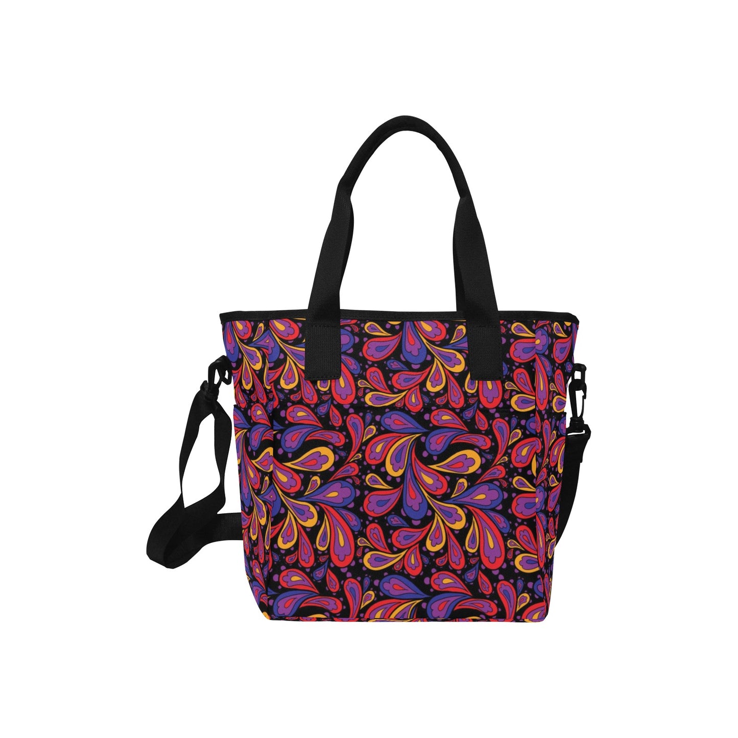 Doodle Paisley Pattern Insulated Tote Bag with Shoulder Strap