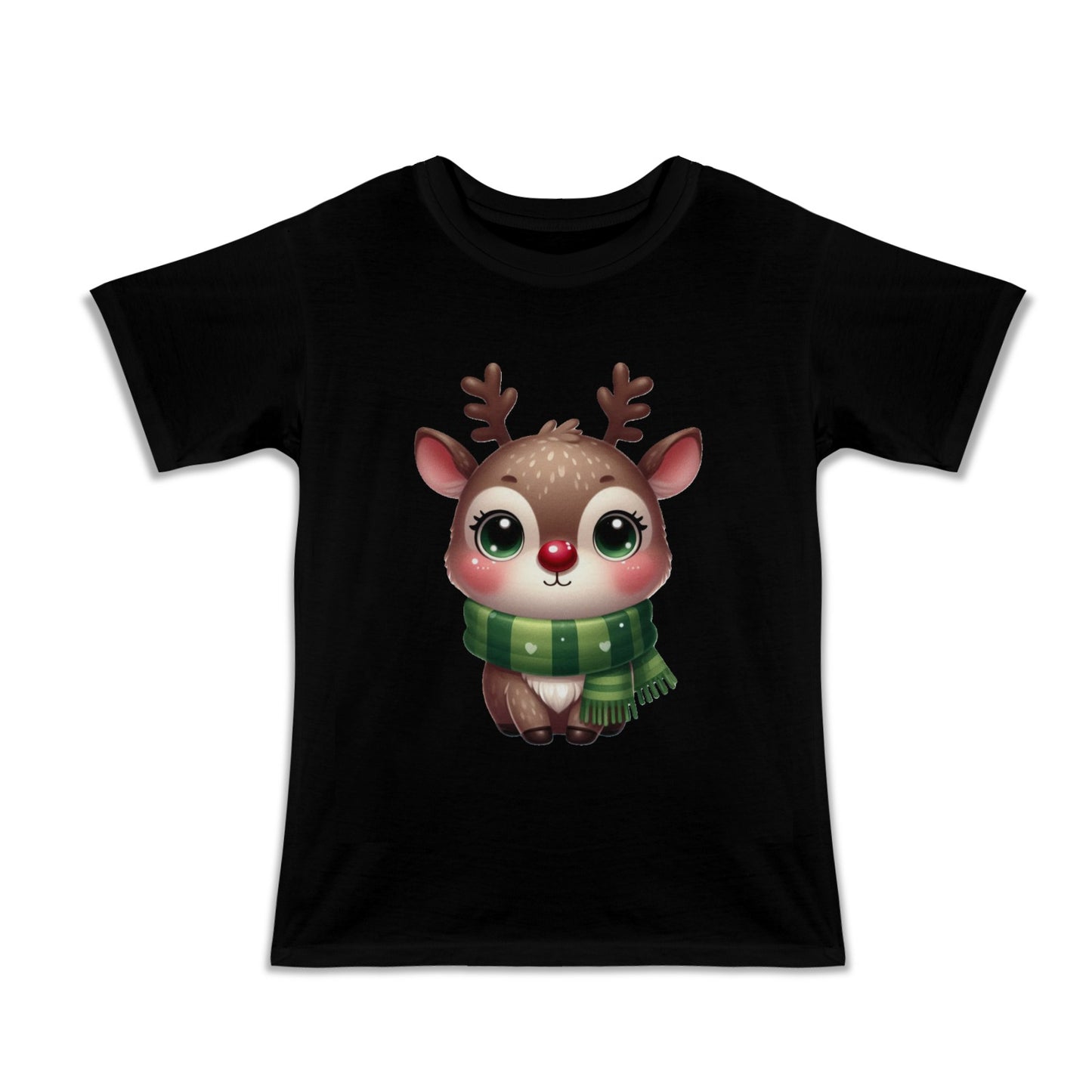 Reindeer Kids' Christmas Black T-Shirt