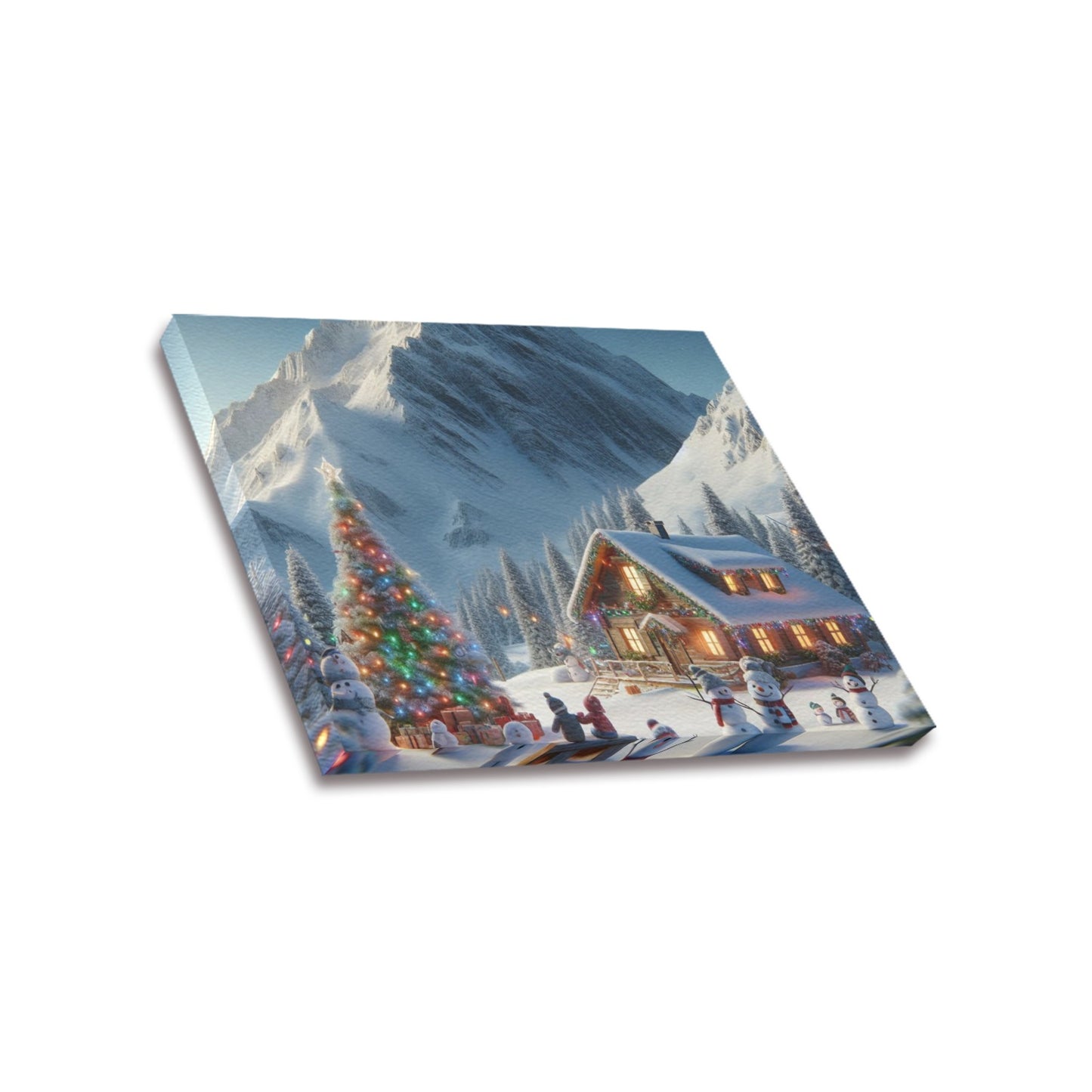 Snowman Christmas Frame Canvas Print 16"x12", Personalized