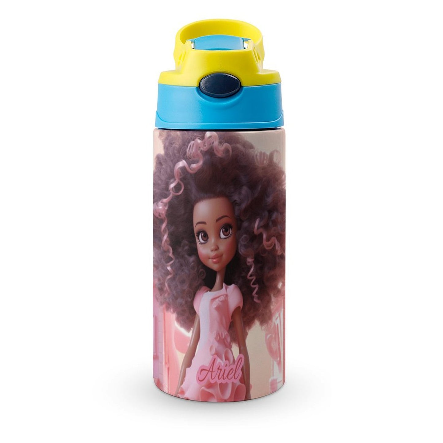 Children's water bottle, Black doll, Personalized