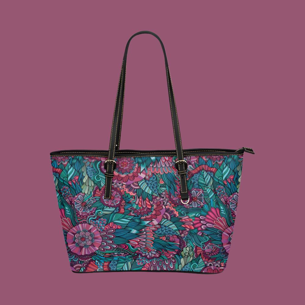 Women Floral Leather Tote Bags