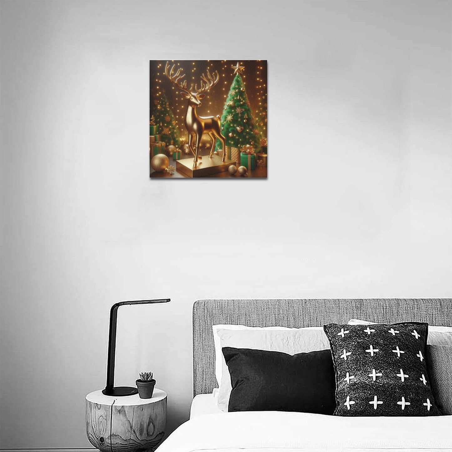 Reindeer Christmas Frame Canvas Print 16"x16", Personalized