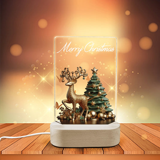 Christmas Reindeer Acrylic Photo Print with Lighted Stand, Personalized