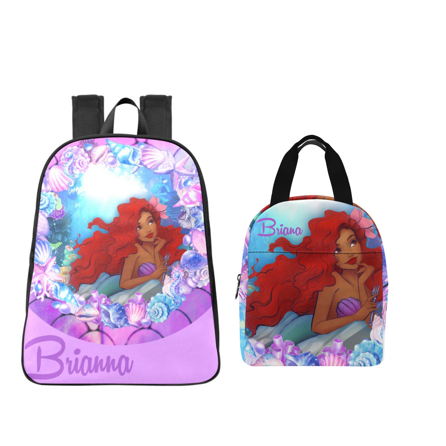 Personalized Mermaid Backpack, Black Mermaid school bag, Black Girl Magic, Black Ariel Backpack, Black girl mermaid back to school