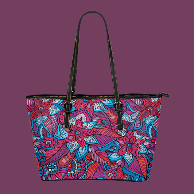 Women Floral Leather Tote Bags