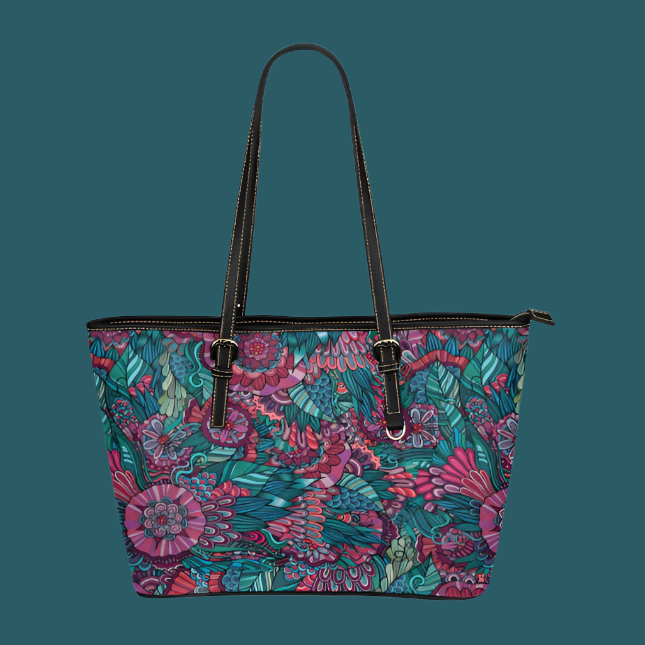 Women Floral Leather Tote Bags