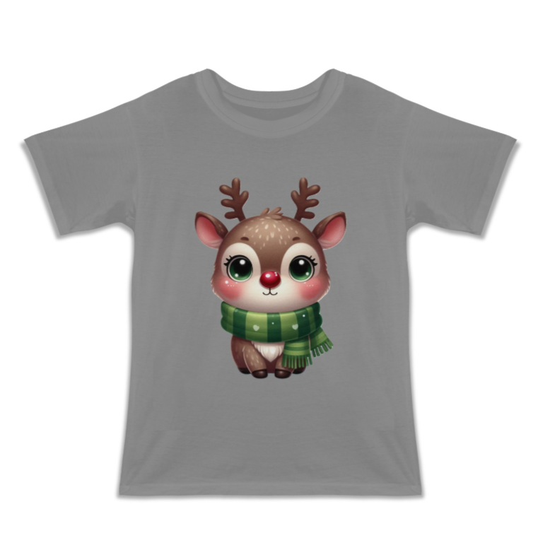 Reindeer Kids' Christmas Black T-Shirt