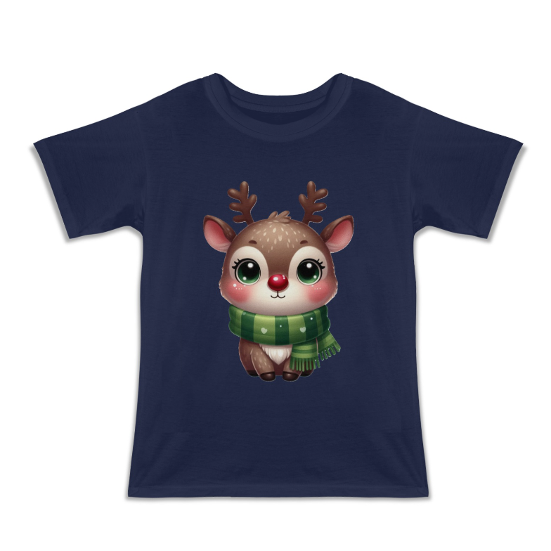 Reindeer Kids' Christmas Black T-Shirt