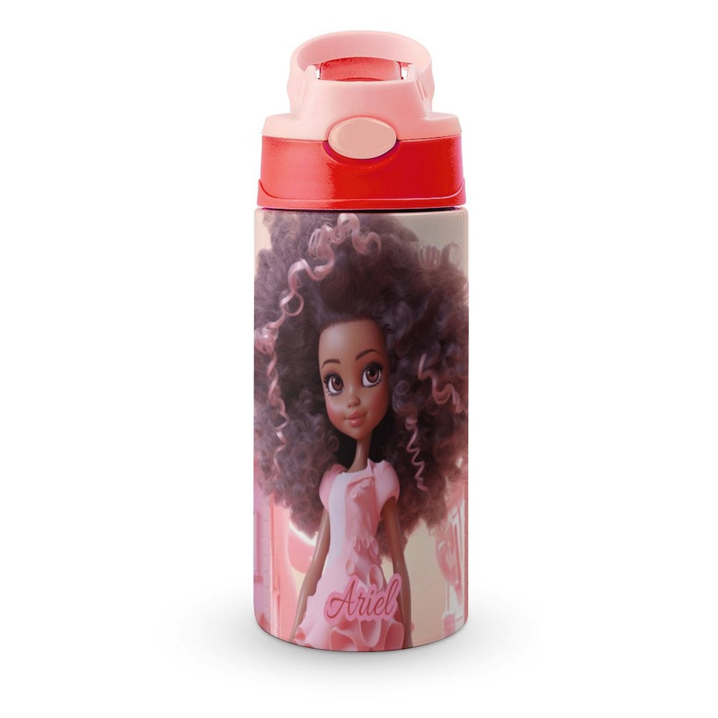 Children's water bottle, Black doll, Personalized