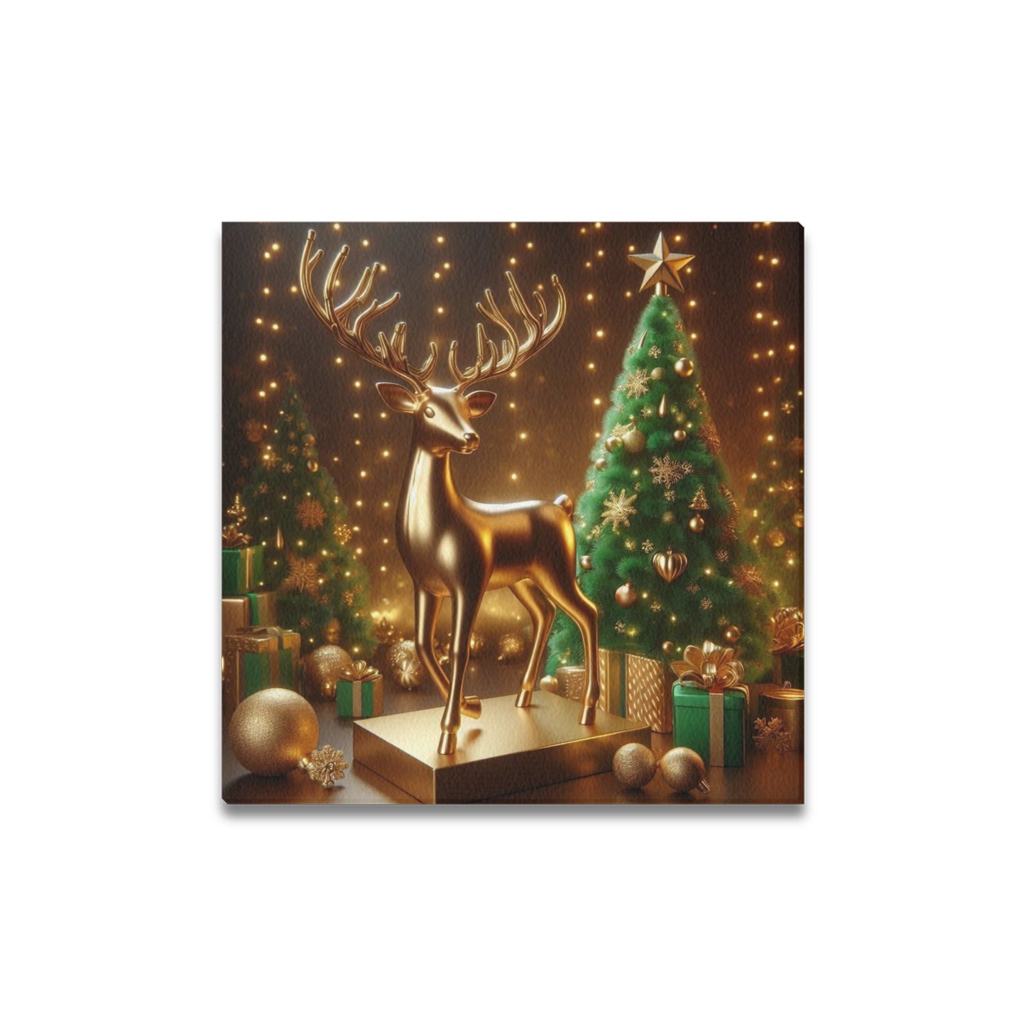 Reindeer Christmas Frame Canvas Print 16"x16", Personalized