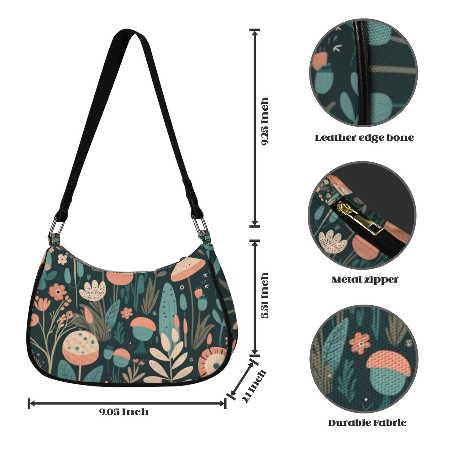 Enchanted Forest Women's Shoulder Bag-Black Strap