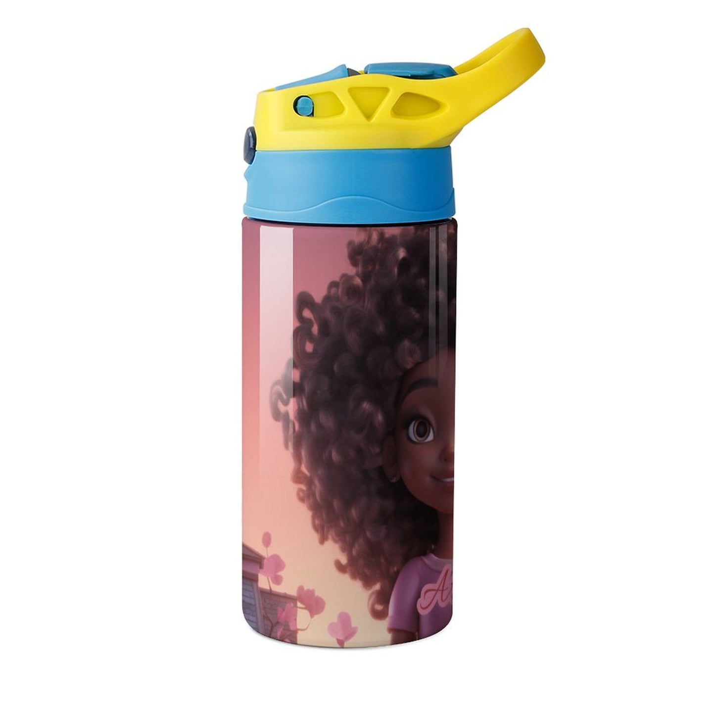 Children's water bottle, Black doll, Personalized