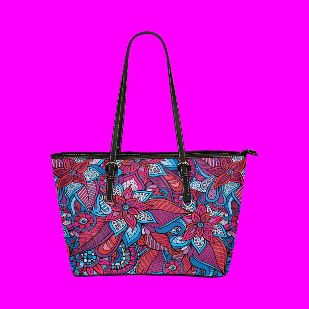 Women Floral Leather Tote Bags