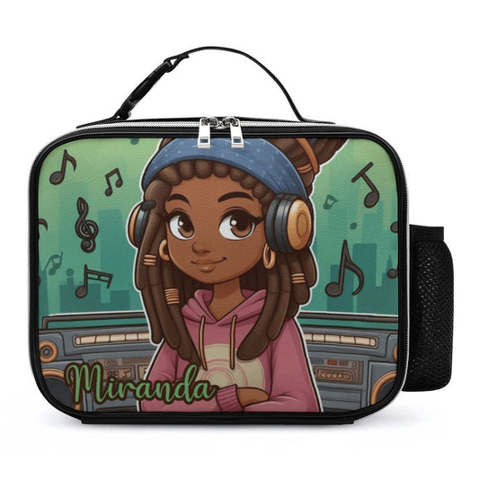 Girl with Locs Lunch Bag with Detachable Buckled Handle, Personalized