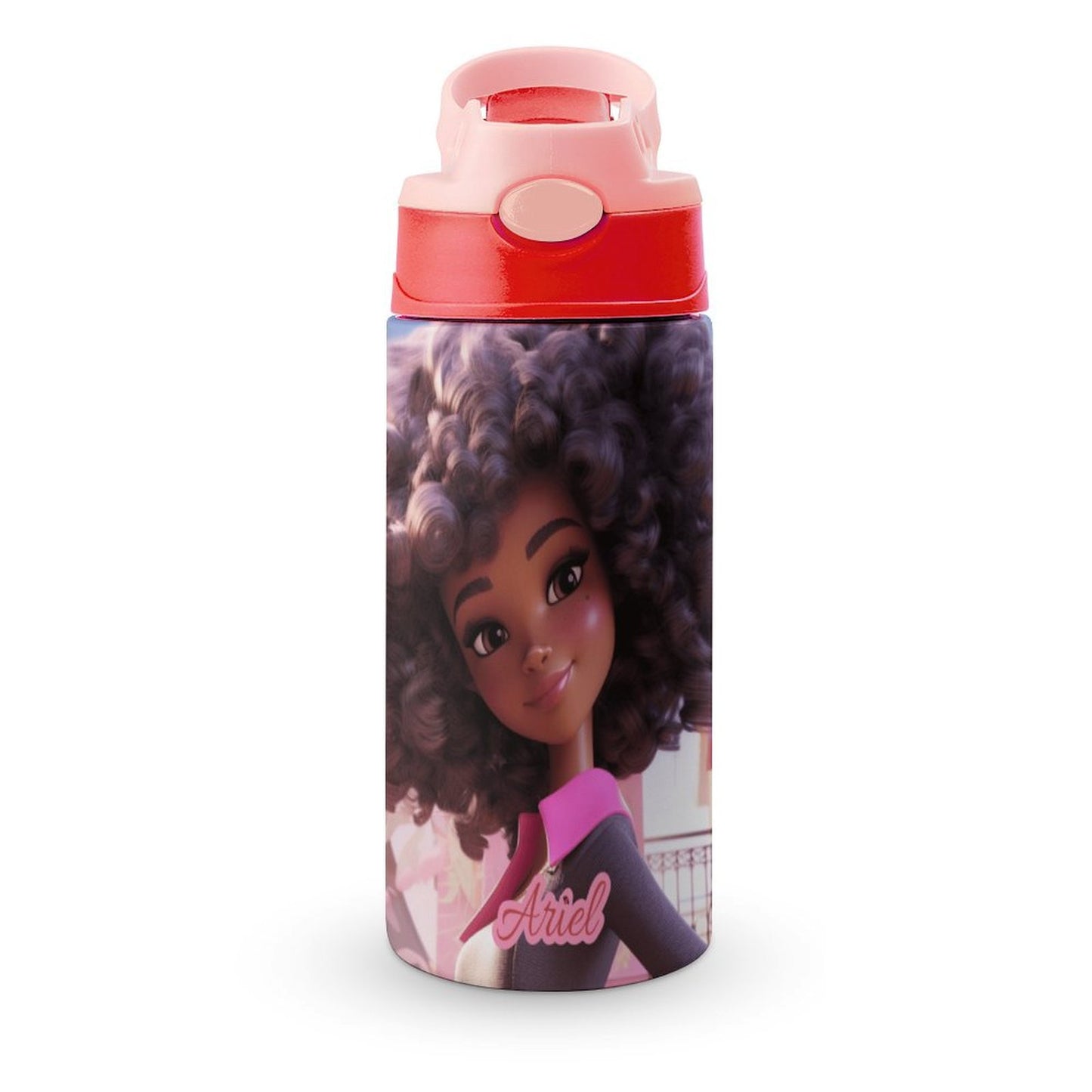 Children's water bottle, Black doll, Personalization