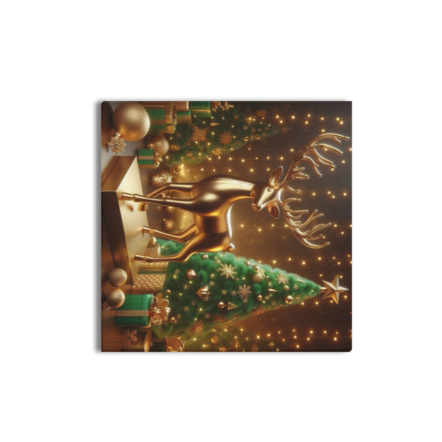 Reindeer Christmas Frame Canvas Print 16"x16", Personalized