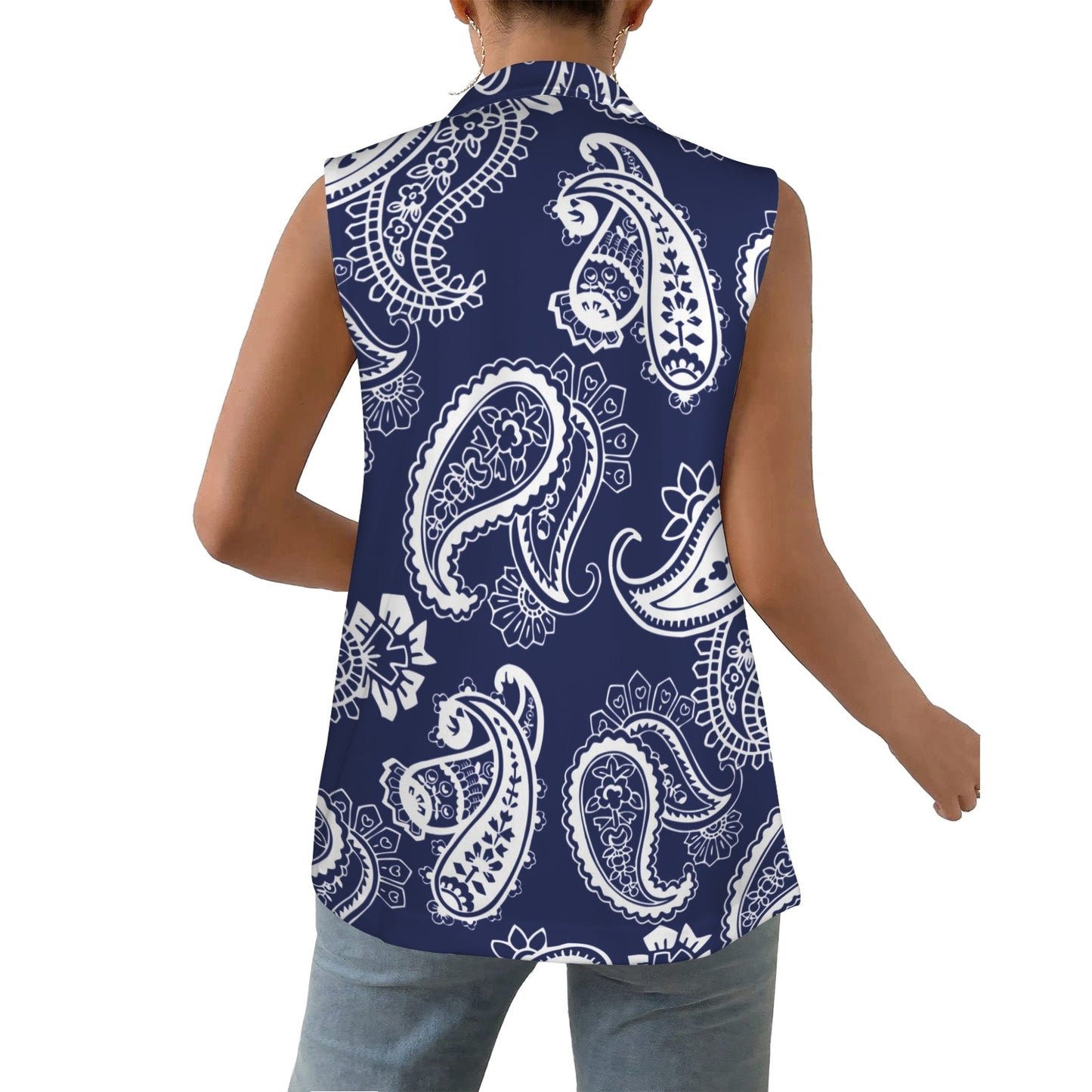 Traditional Indian Paisley pattern Women's Sleeveless Blazer