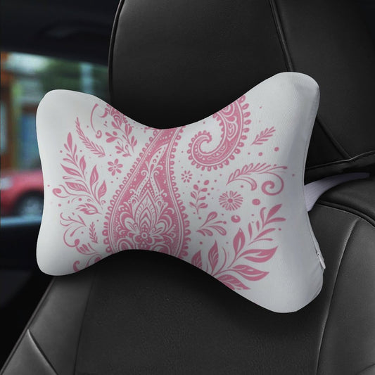 Car Pillow Set of 2 -Pink Paisley Print