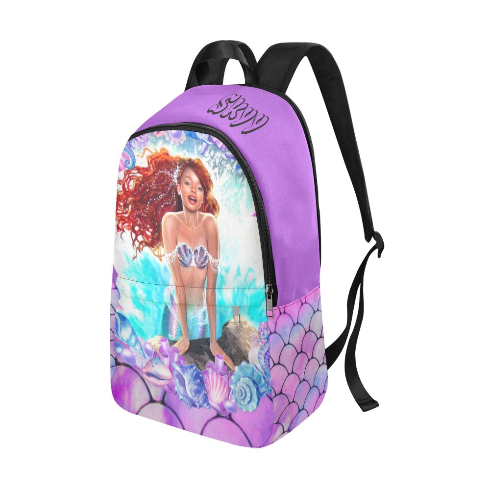 Personalized Mermaid Backpack set, Black Mermaid school bag, Lunch bag, Water bottle, pencil pouch, Black Ariel Backpack, back to school