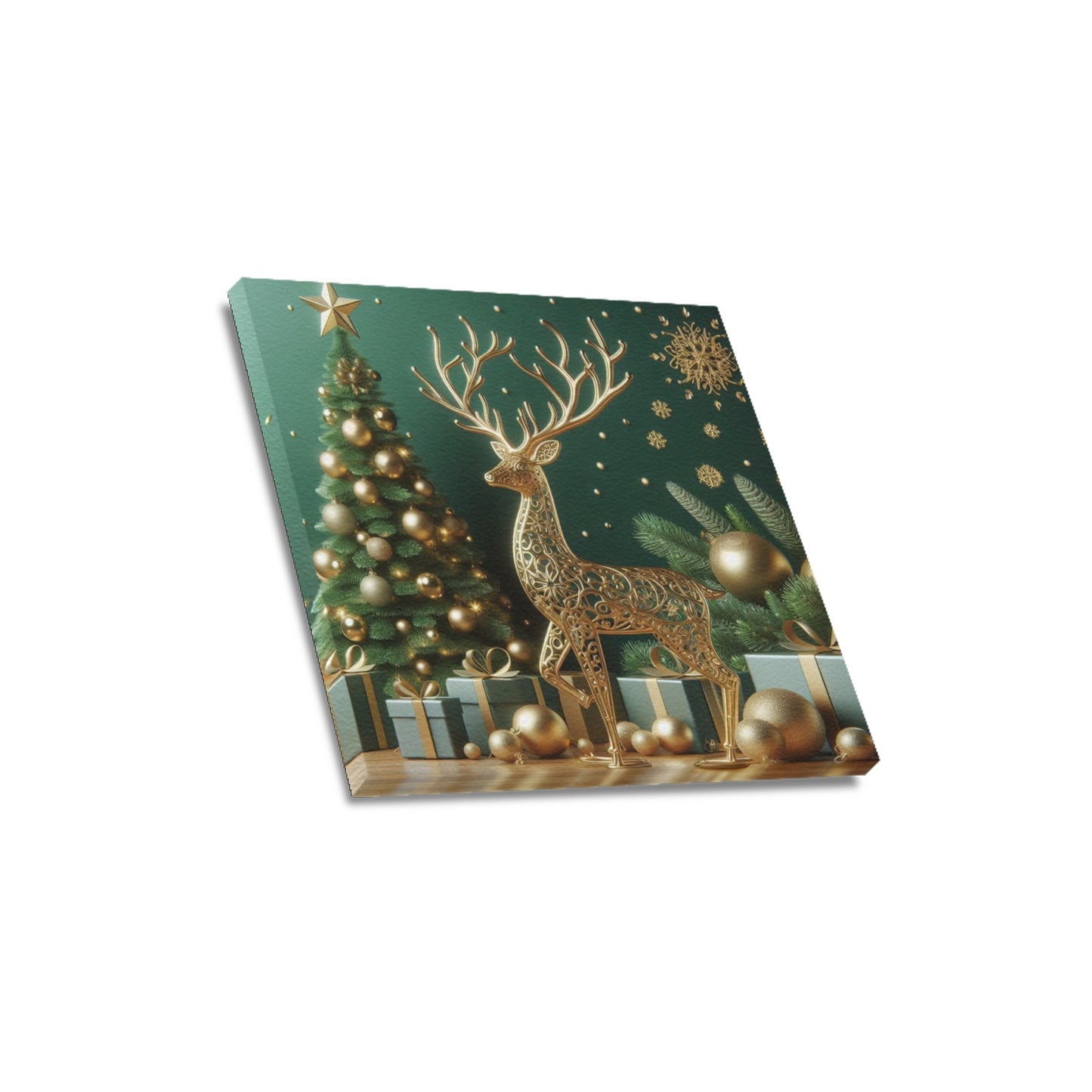 Reindeer Christmas Frame Canvas Print 16"x16", Personalized