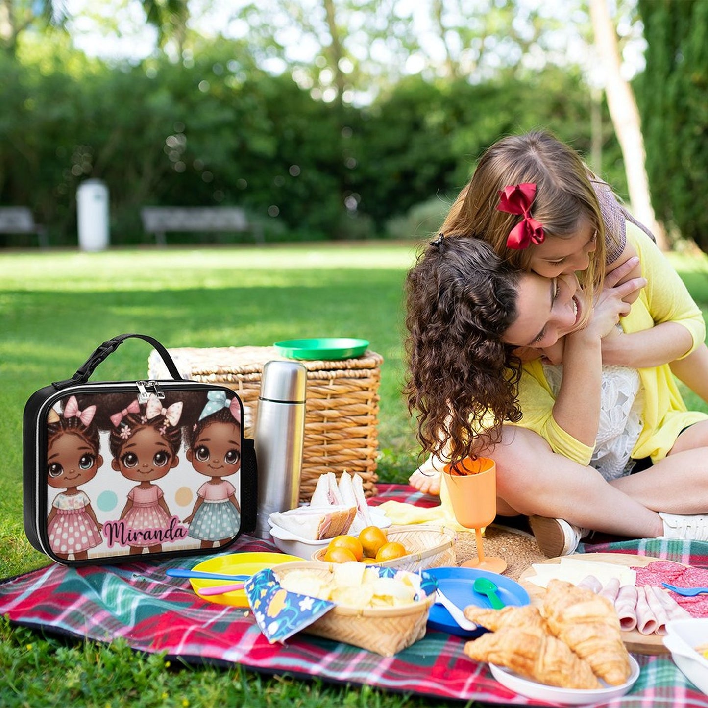 Cutesy girls Lunch Bag with Detachable Buckled Handle, Personalized