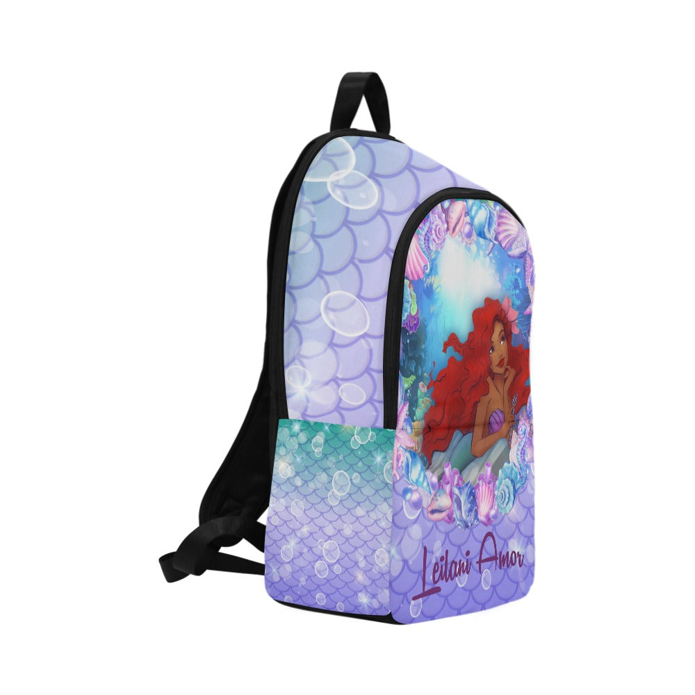 Personalized Mermaid Backpack set, Black Mermaid school bag, Lunch bag, Water bottle, pencil pouch, Black Ariel Backpack, back to school