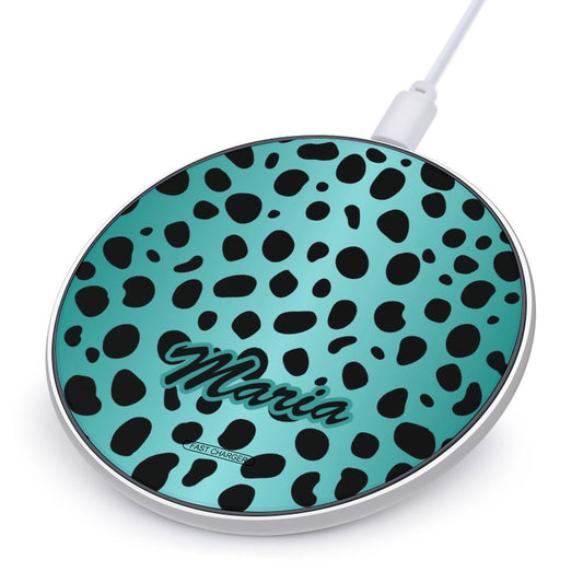 Wireless Charging Pad Safari Turquoise 1, Personalized