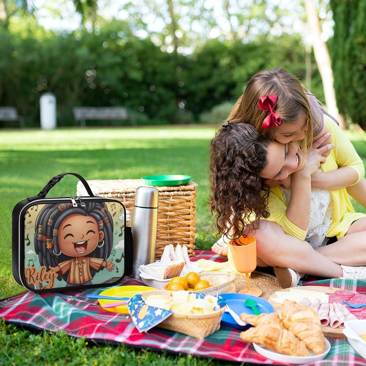 Boy with Locs Lunch Bag with Detachable Buckled Handle, Personalized