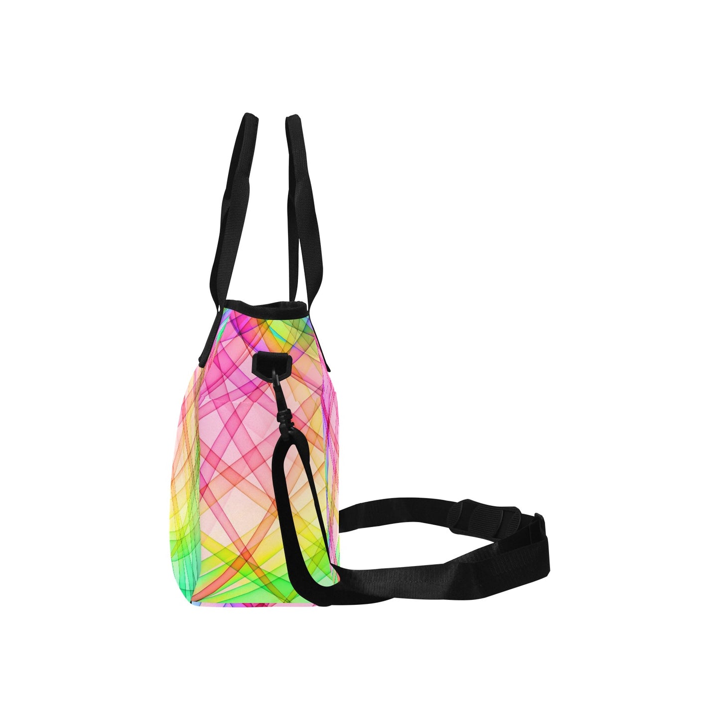 Colorful Geometric Insulated Tote Bag with Shoulder Strap