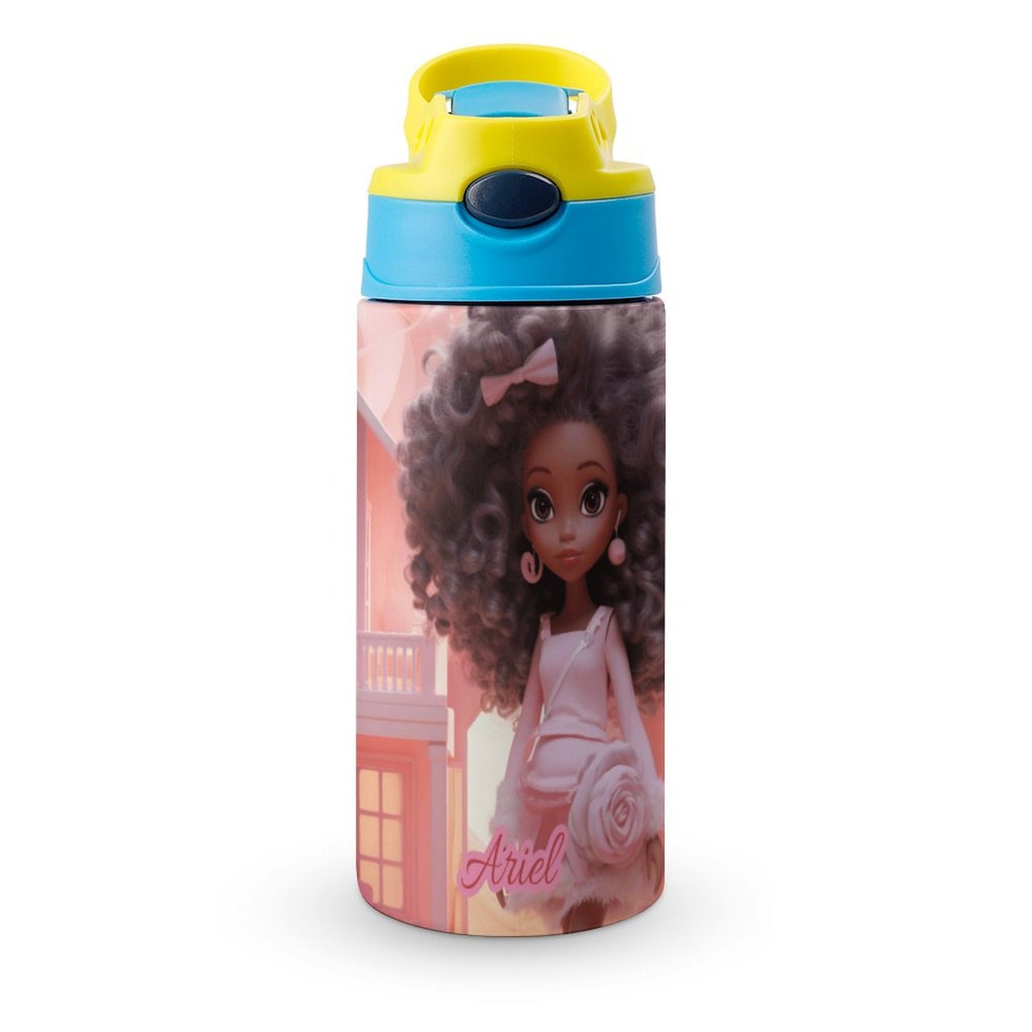 Children's water cup bottle, Black doll, Personalized