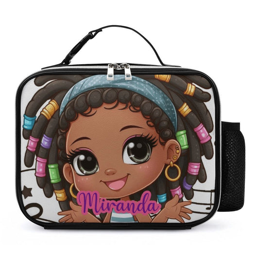 Girl with Locs Lunch Bag with Detachable Buckled Handle, Personalized