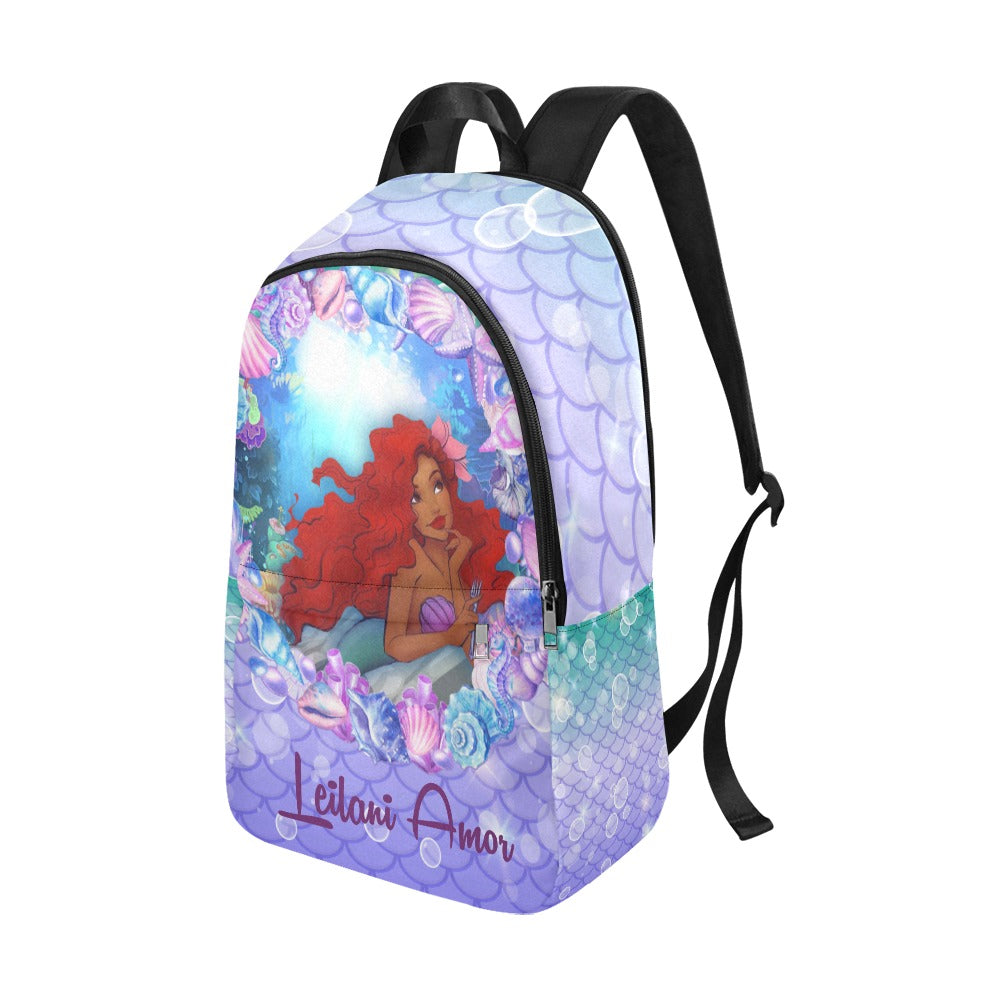 Personalized Mermaid Backpack set, Black Mermaid school bag, Lunch bag, Water bottle, pencil pouch, Black Ariel Backpack, back to school