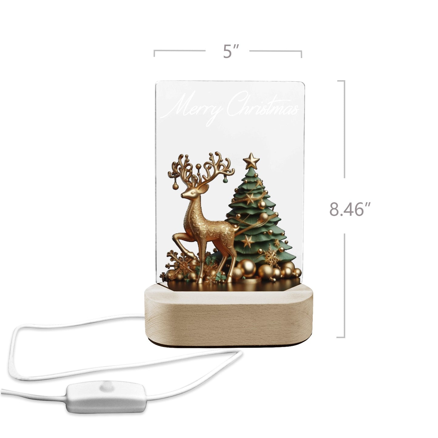 Christmas Reindeer Acrylic Photo Print with Lighted Stand, Personalized