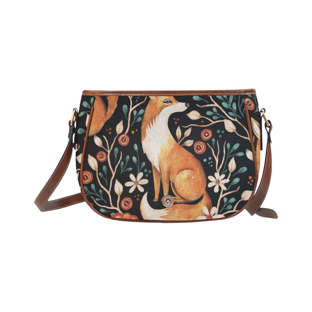 Enchanted Forest Woodland Fox Saddle Bag, Women Cross body Bag, Nature theme bag, Woodland Animals