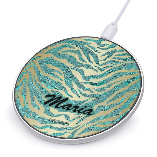 Wireless Charging Pad Safari Turquoise 15, Personalized