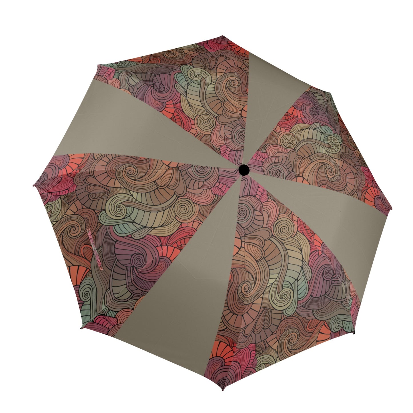 Floral Oriental Pebble Semi-Automatic Foldable Umbrella