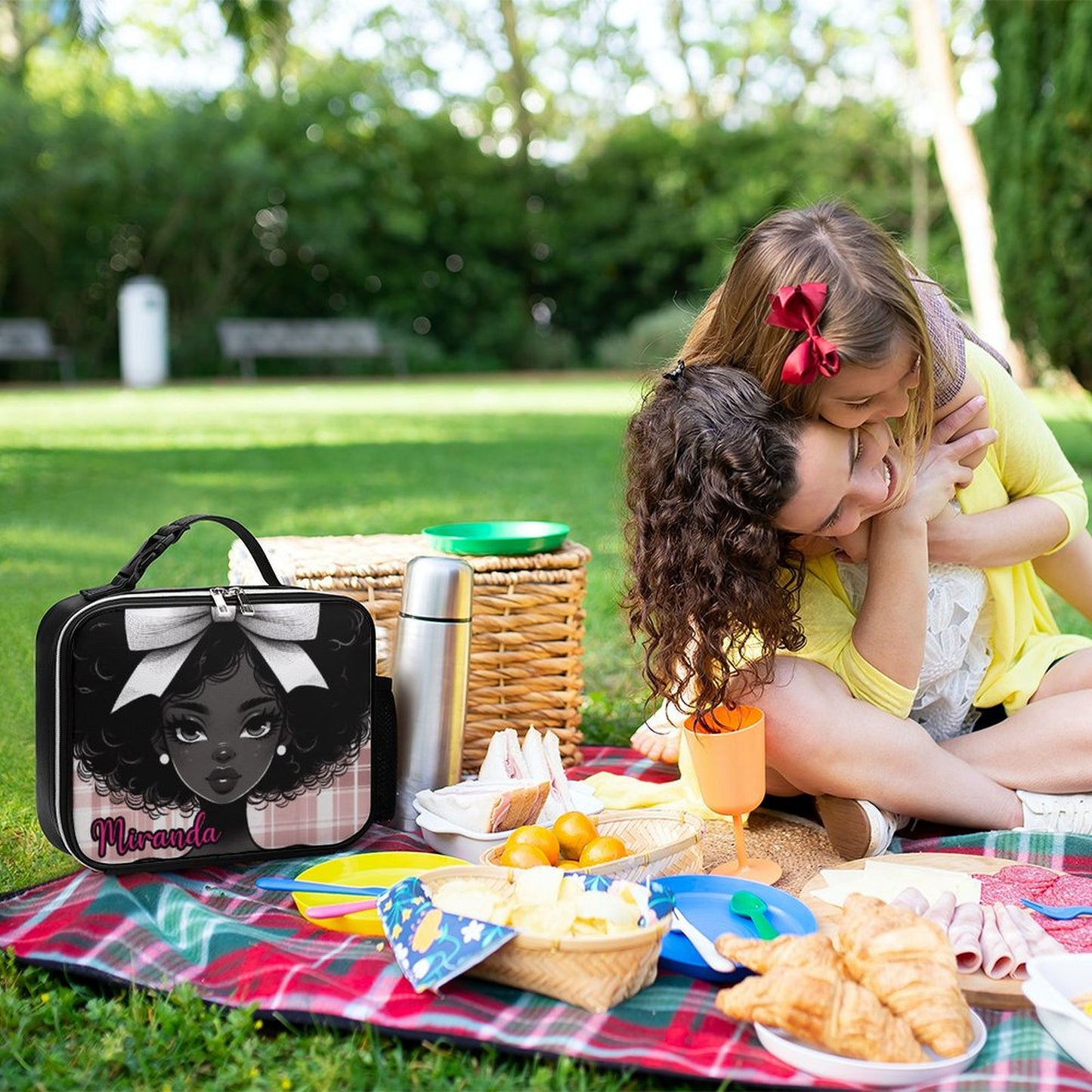 Afro Girl Lunch Bag with Detachable Buckled Handle, Personalized