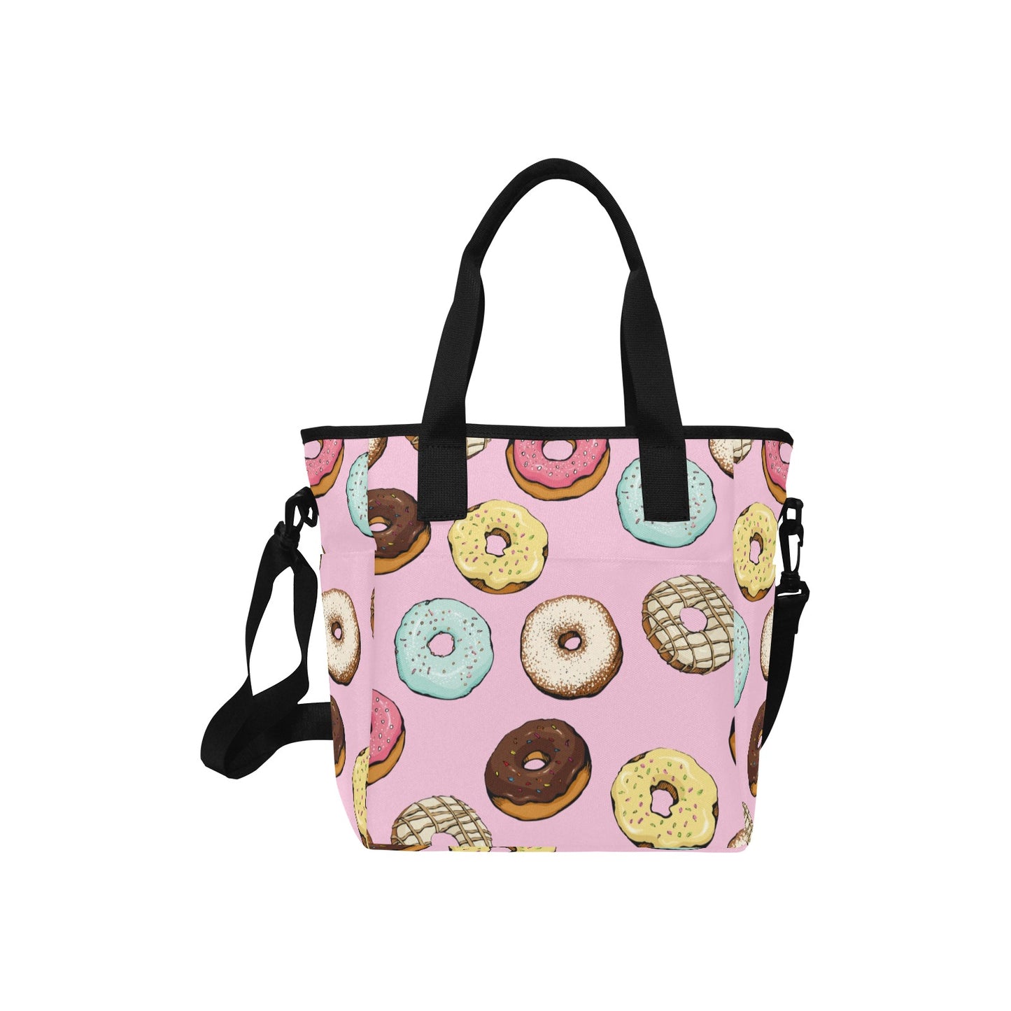 Donut Pattern Insulated Tote Bag with Shoulder Strap