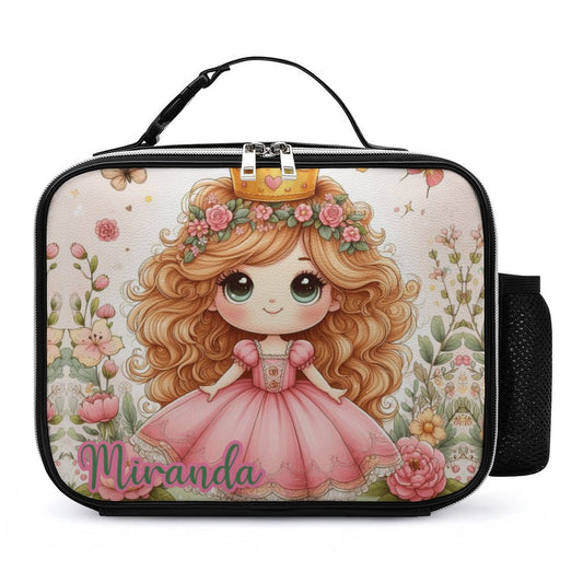 Princess Floral Lunch Bag with Detachable Buckled Handle, Personalized