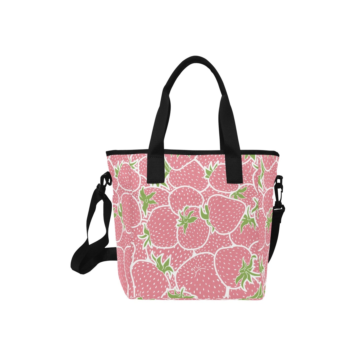 Strawberry pattern Insulated Lunch Bag with Shoulder Strap